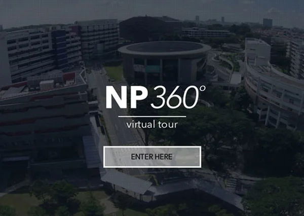 Campus virtual tour of Ngee Ann Polytechnic Singapore with interactive landing page and Enter Here button